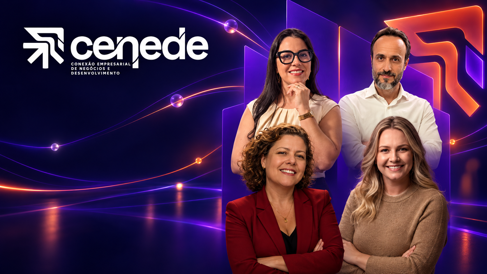 Geórgia Borba, Bruno Ferreira, Gisella Mandaro e Cacinelli Michels na apresentação do CENEDE Express.